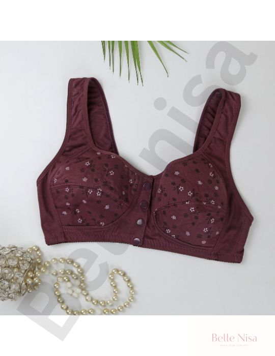 BelleNisa Floral Front-Closure Bra – Comfortable Everyday Cotton Braa